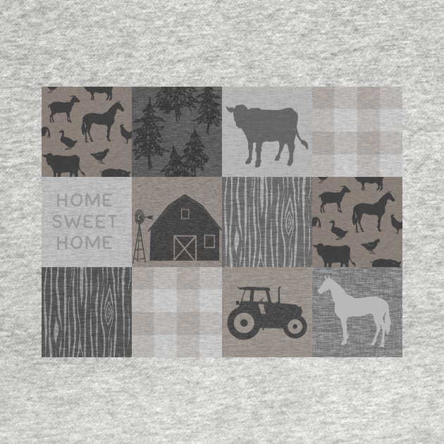 Home Sweet Home Farm Patchwork- Beige/taupe by SugarPineDesign